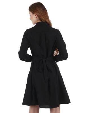 black solid shirt dress - 17769782 - Standard Image - 3