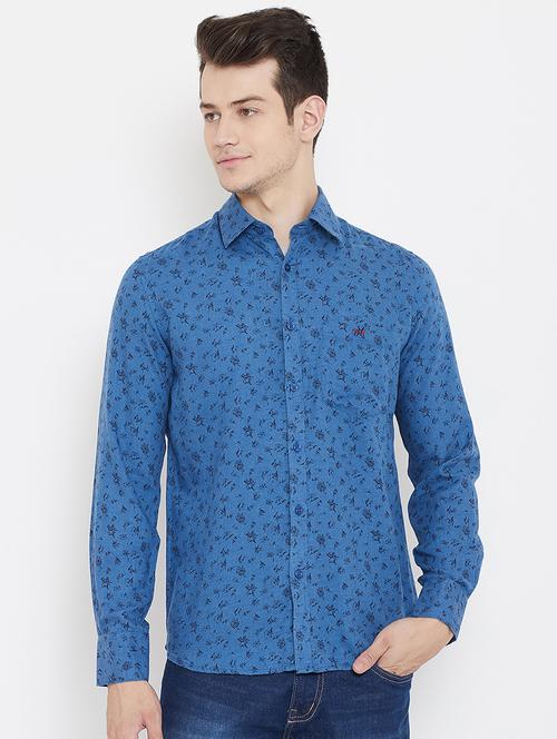 blue printwd casual shirt - 17769940 - Standard Image - 1