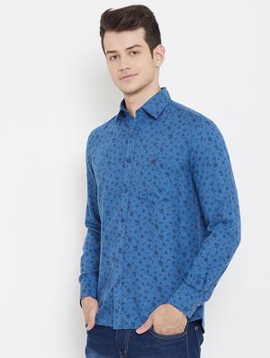 blue printwd casual shirt - 17769940 - Standard Image - 2