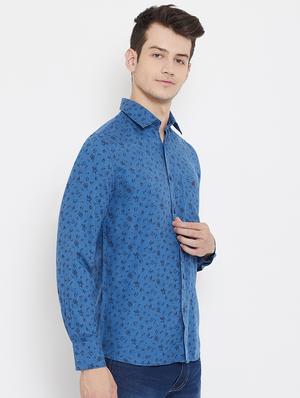 blue printwd casual shirt - 17769940 - Standard Image - 3
