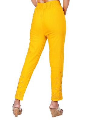 mustard tonal embroidered tapered pant - 17770122 - Standard Image - 3