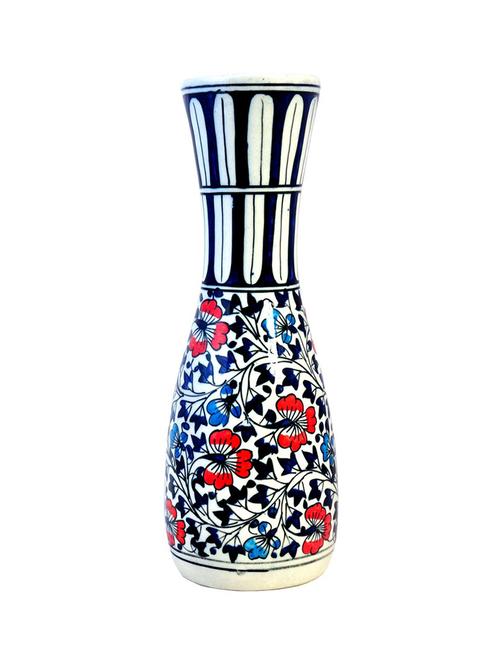 craftghar blue ceramic flower vase in handmade 11.5 inch | hand painted flower vase ceramic , multi color - 17770880 - Standard Image - 1