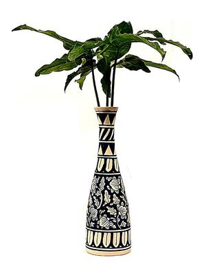 craftghar decorative flower vase for living room | made of ceramic 12 inch long vase | handmade flower vase ceramic | , blue - 17770886 - Standard Image - 2