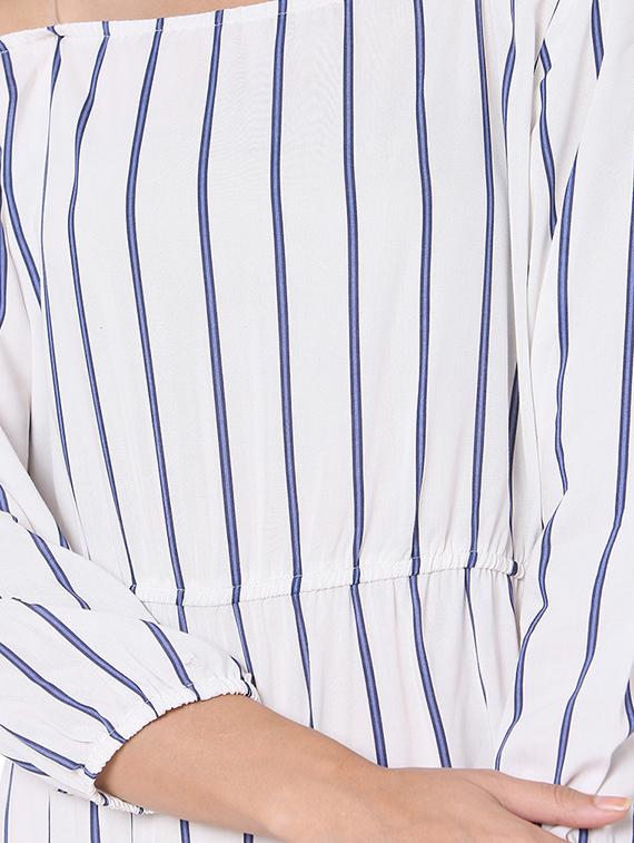 off shoulder striped a-line dress - 17770893 - Zoom Image - 5