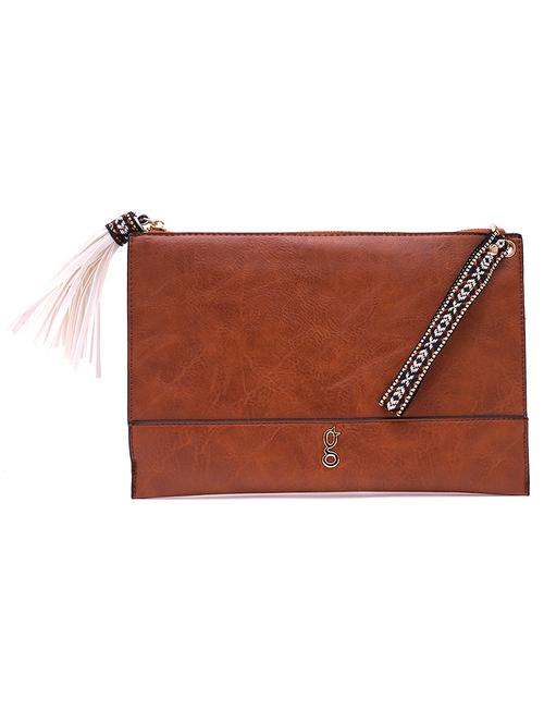 tan leatherette (pu) regular sling bag - 17771066 - Standard Image - 1