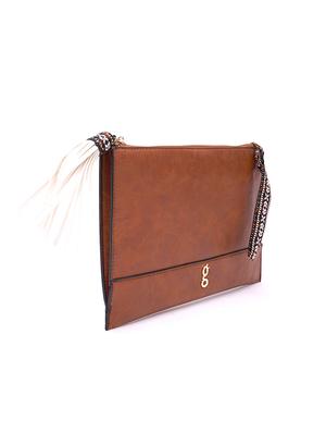 tan leatherette (pu) regular sling bag - 17771066 - Standard Image - 4
