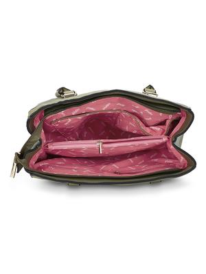 green leatherette (pu) printed handbag - 17771069 - Standard Image - 3