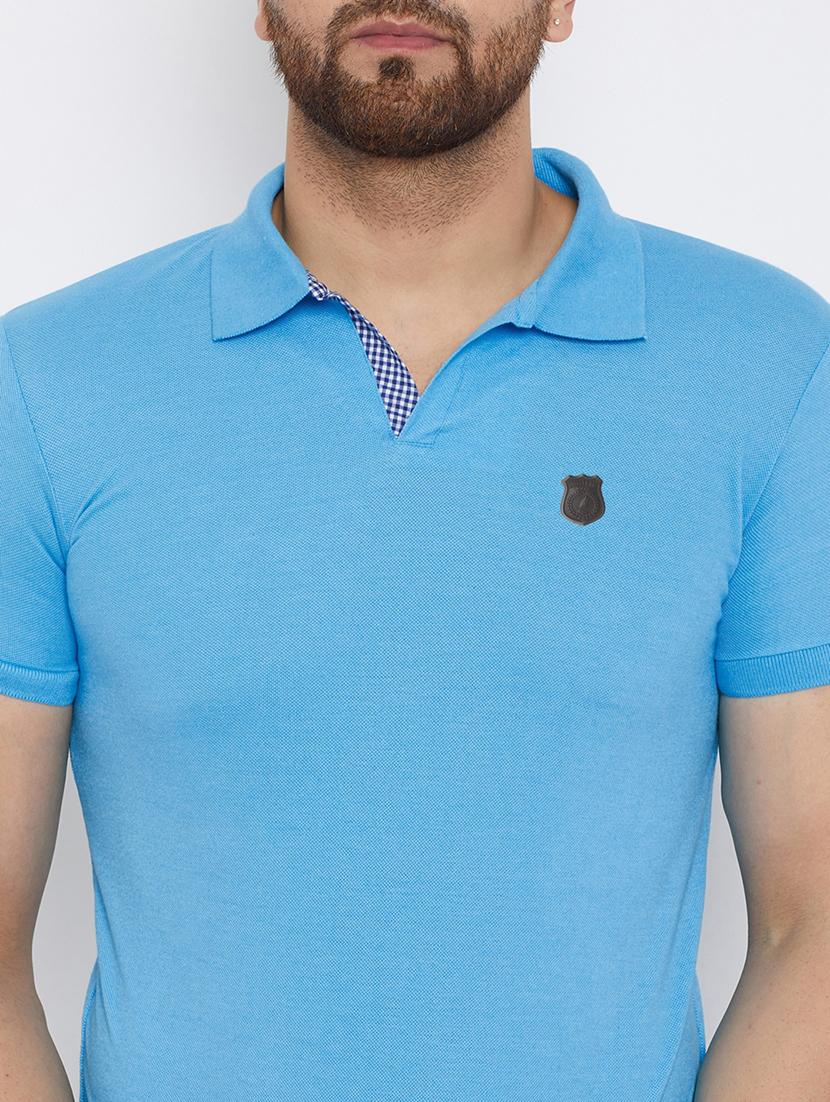 blue solid polo t-shirt - 17771127 - Zoom Image - 5