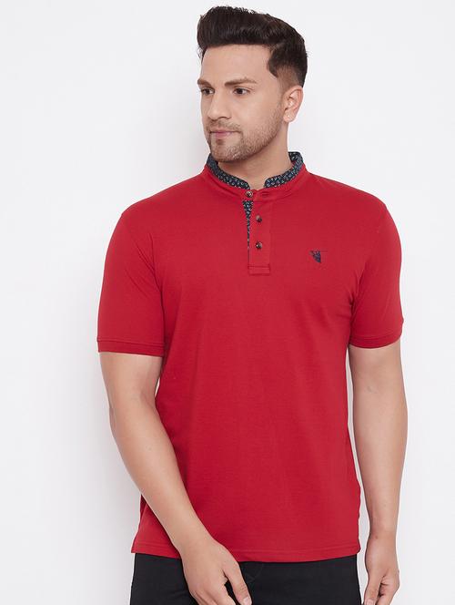 red solid polo t-shirt - 17771139 - Standard Image - 1