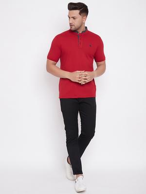 red solid polo t-shirt - 17771139 - Standard Image - 4