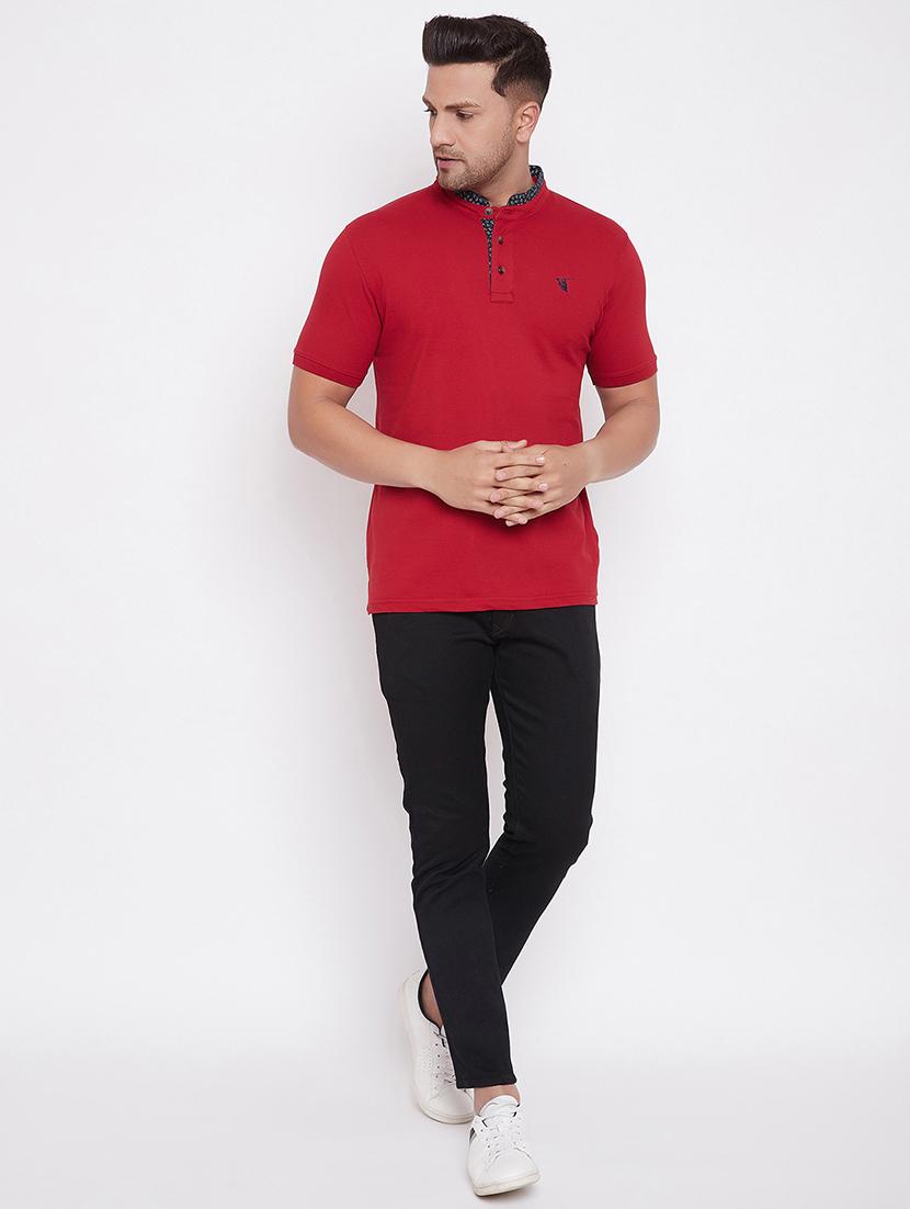 red solid polo t-shirt - 17771139 - Zoom Image - 4