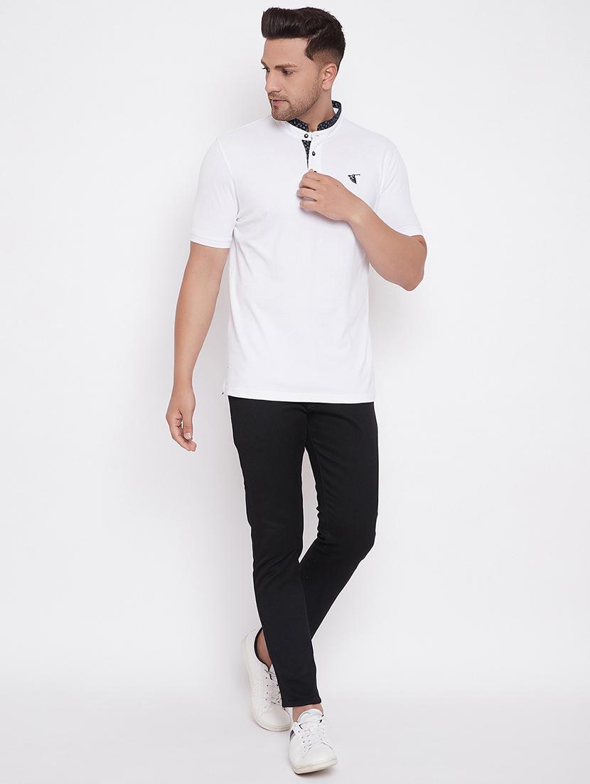 white solid polo t-shirt - 17771140 - Zoom Image - 4