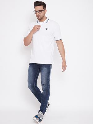 white solid polo t-shirt - 17771143 - Standard Image - 4