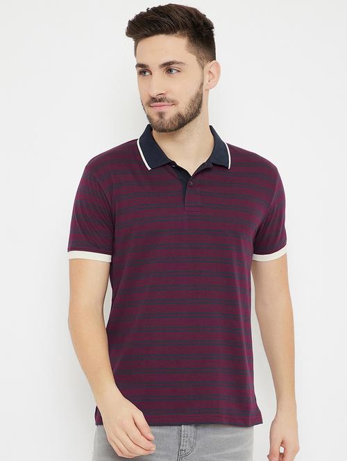 purple striped polo t-shirt - 17771147 - Standard Image - 1