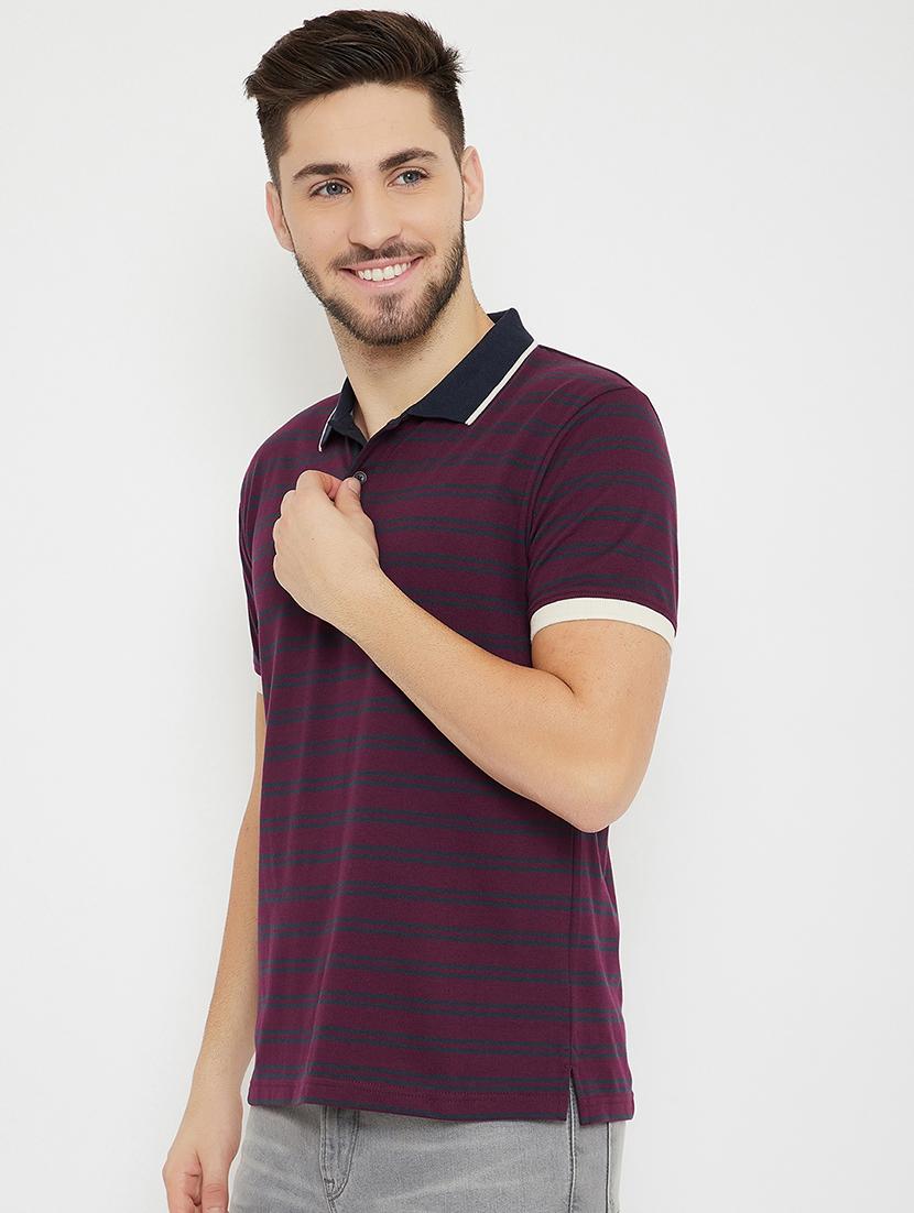 purple striped polo t-shirt - 17771147 - Zoom Image - 2