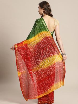 bandhani printed saree with blouse - 17771799 - Standard Image - 2