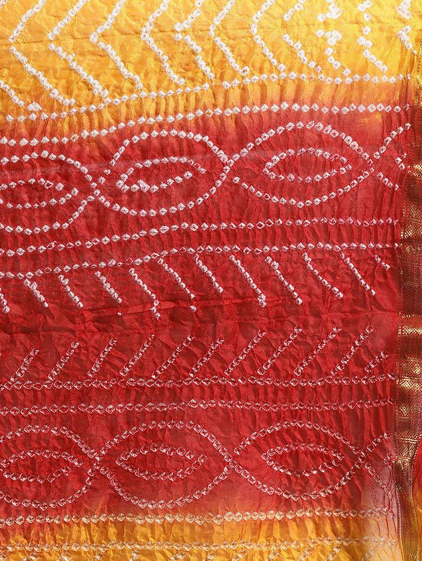 bandhani printed saree with blouse - 17771799 - Zoom Image - 4