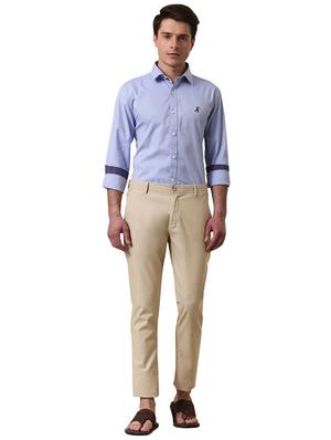 beige solid flat front casual trouser - 17771867 - Standard Image - 4