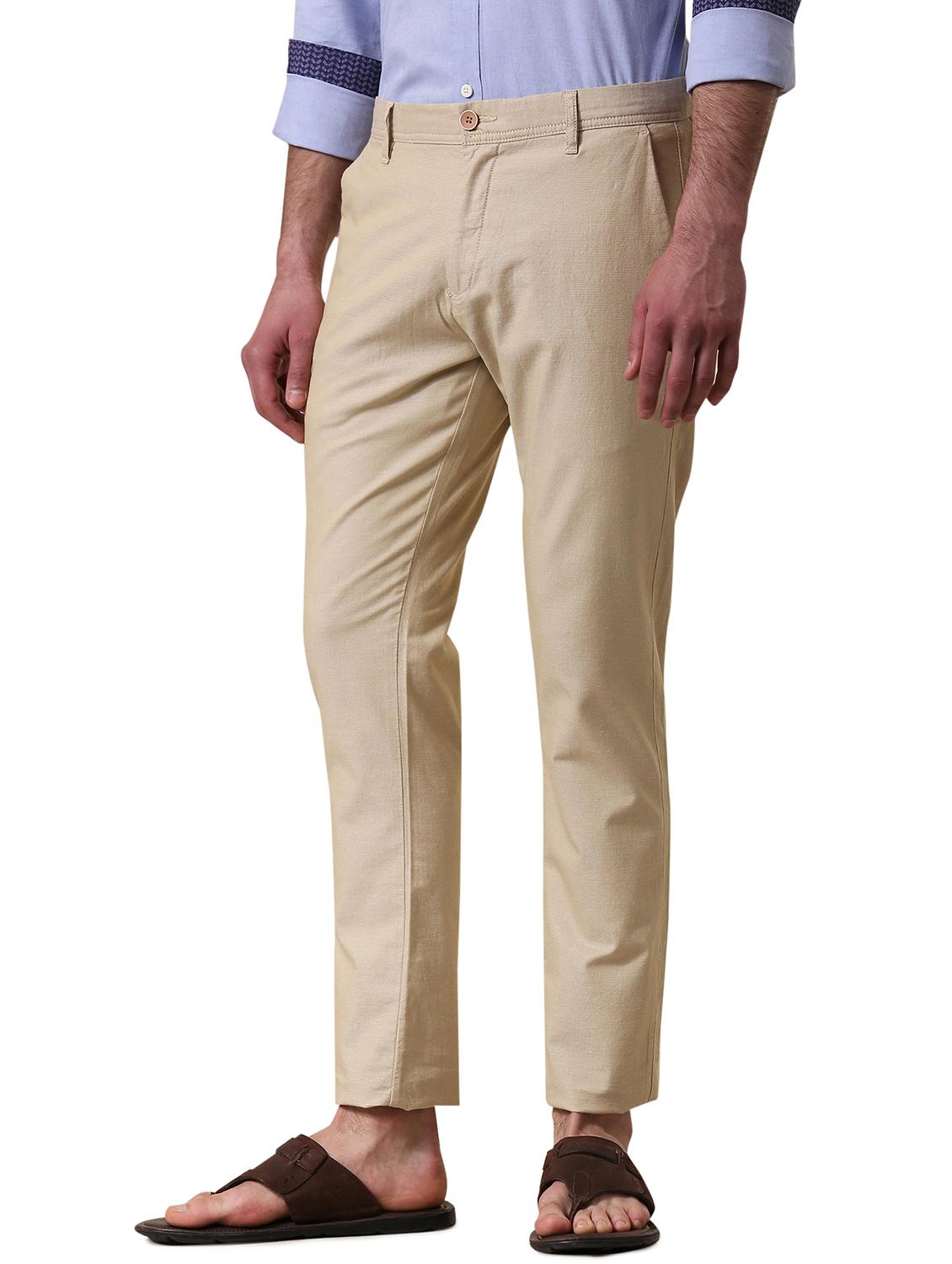 beige solid flat front casual trouser - 17771867 - Zoom Image - 2