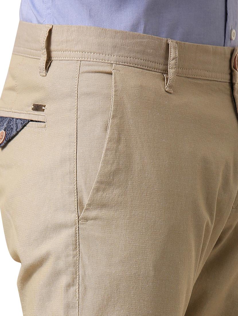 beige solid flat front casual trouser - 17771867 - Zoom Image - 5