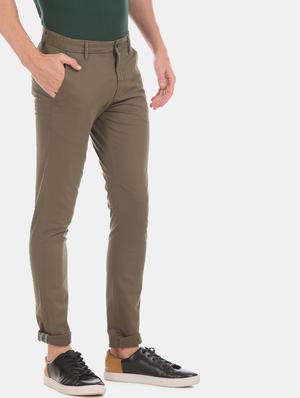 brown solid flat front casual trouser - 17771884 - Standard Image - 3