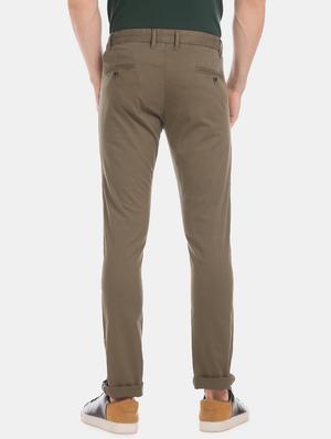 brown solid flat front casual trouser - 17771884 - Standard Image - 4