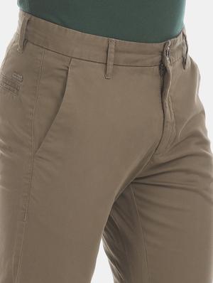 brown solid flat front casual trouser - 17771884 - Standard Image - 6