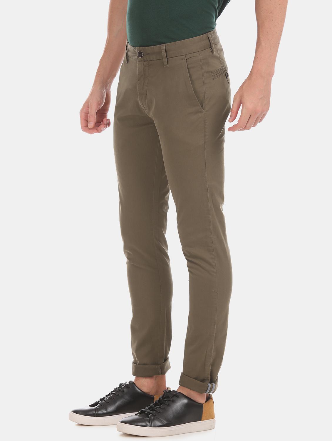 brown solid flat front casual trouser - 17771884 - Zoom Image - 2
