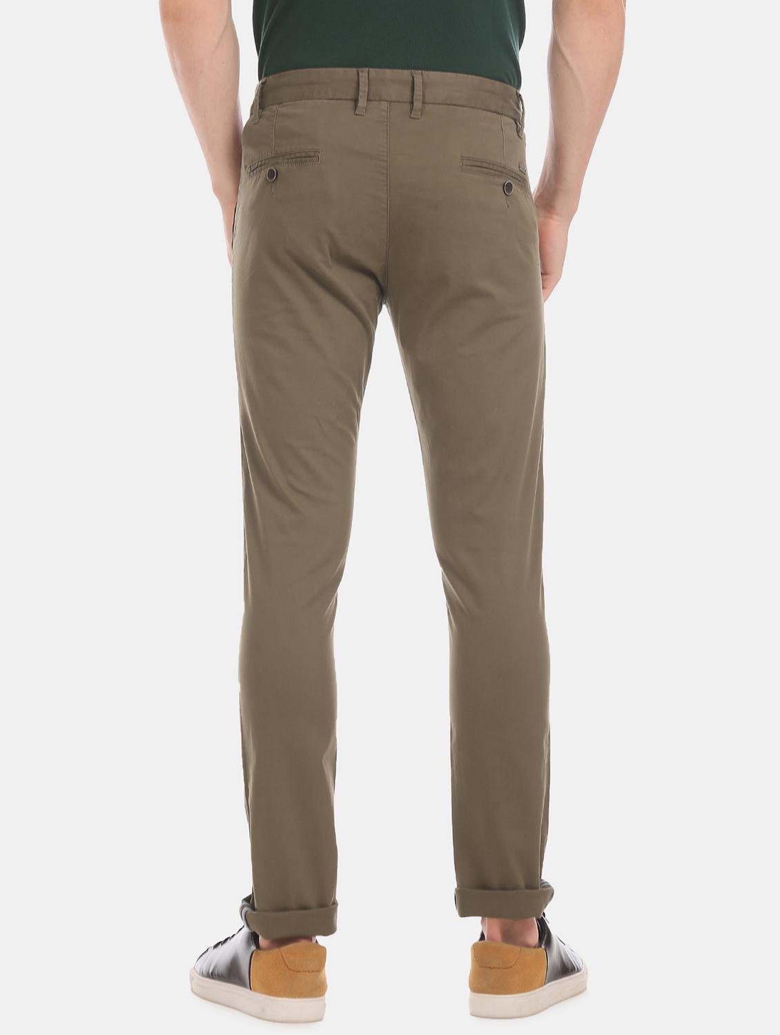 brown solid flat front casual trouser - 17771884 - Zoom Image - 4