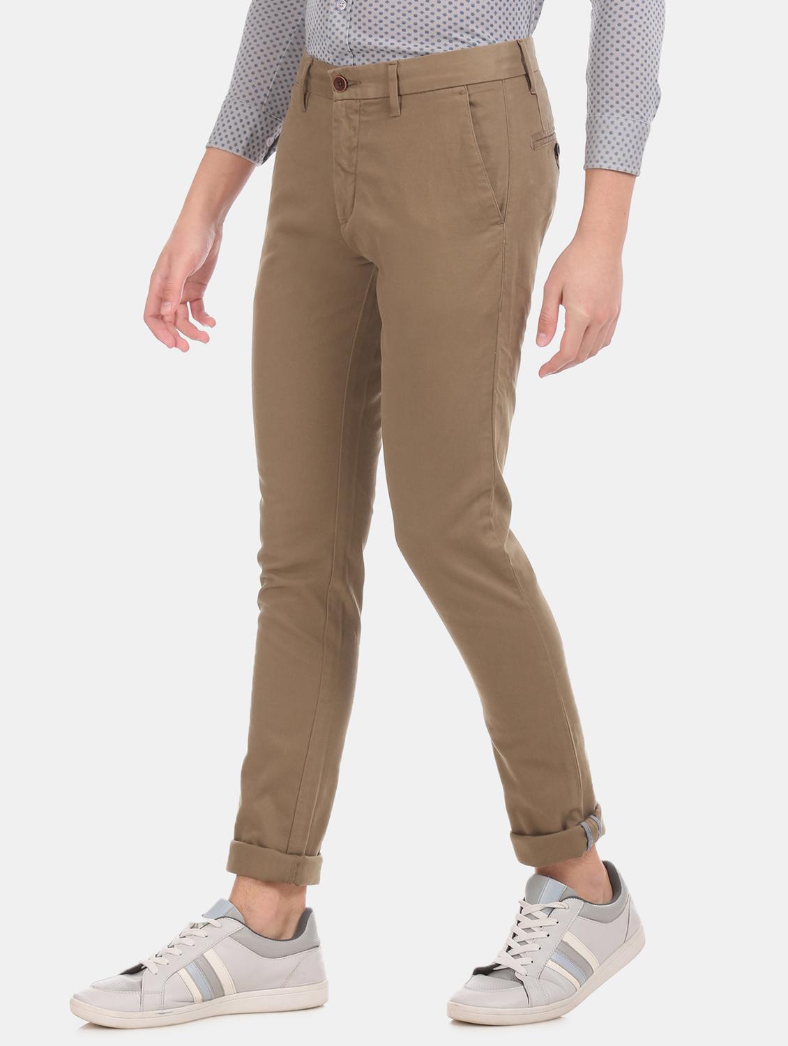 brown solid flat front casual trouser - 17771891 - Zoom Image - 2