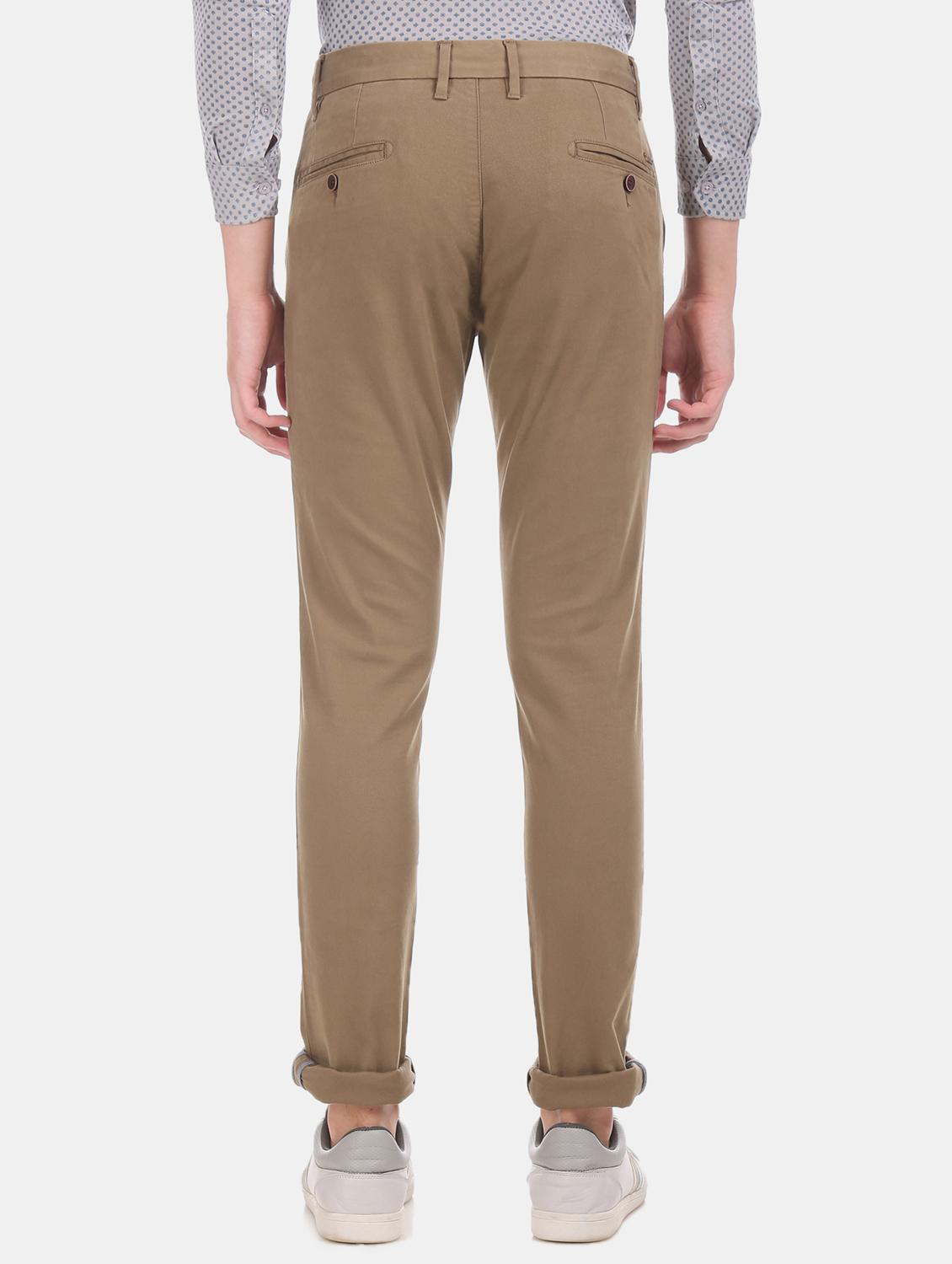 brown solid flat front casual trouser - 17771891 - Zoom Image - 3