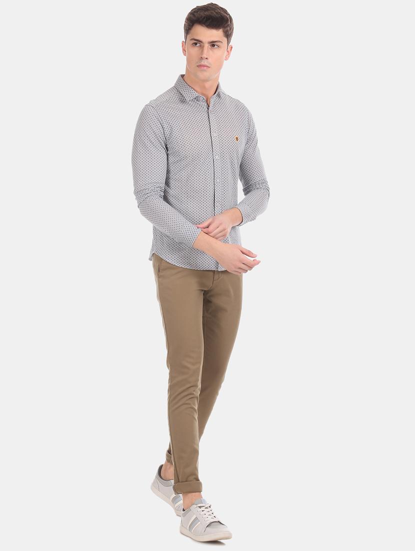 brown solid flat front casual trouser - 17771891 - Zoom Image - 4
