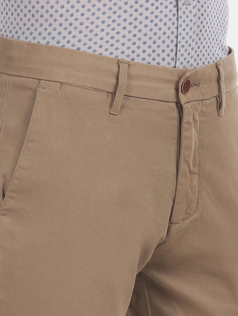 brown solid flat front casual trouser - 17771891 - Zoom Image - 5