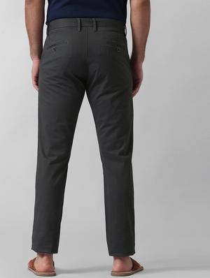 grey textured flat front casual trouser - 17771896 - Standard Image - 3
