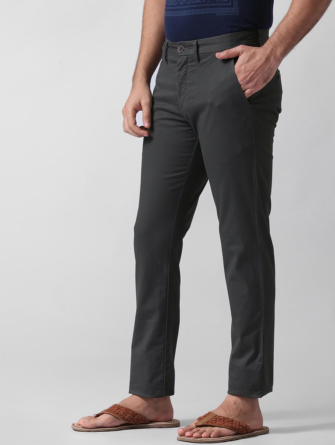 grey textured flat front casual trouser - 17771896 - Zoom Image - 2