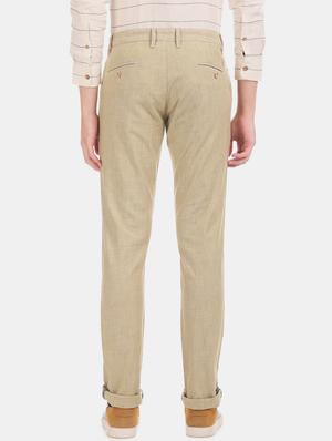 beige solid chinos - 17771899 - Standard Image - 4