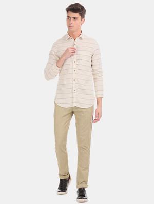 beige solid chinos - 17771899 - Standard Image - 5