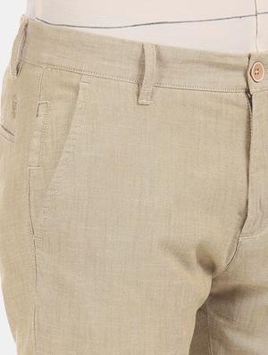 beige solid chinos - 17771899 - Standard Image - 6