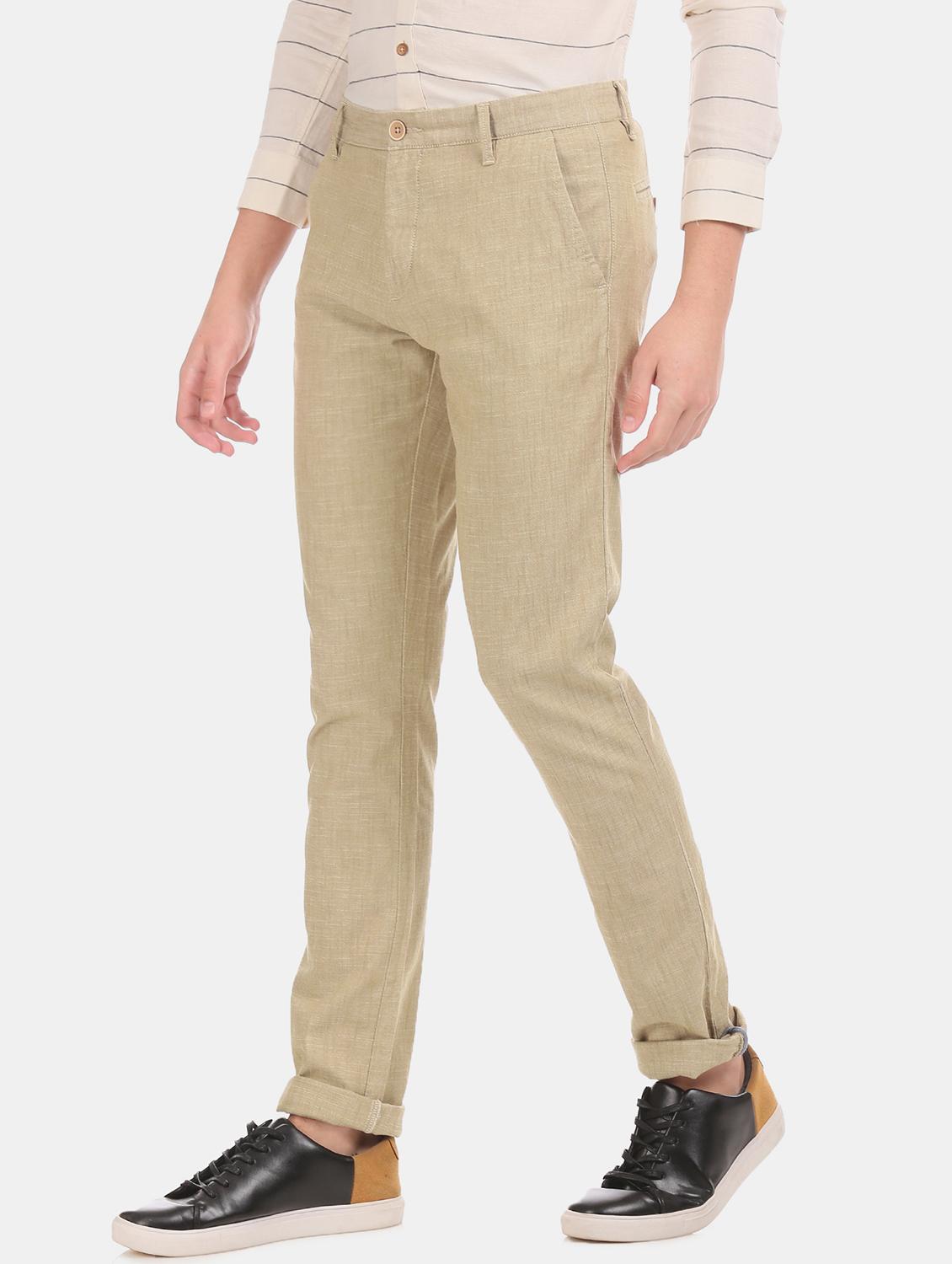 beige solid chinos - 17771899 - Zoom Image - 2