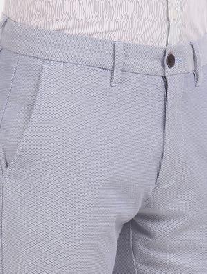 light blue textured flat front casual trouser - 17771903 - Standard Image - 6