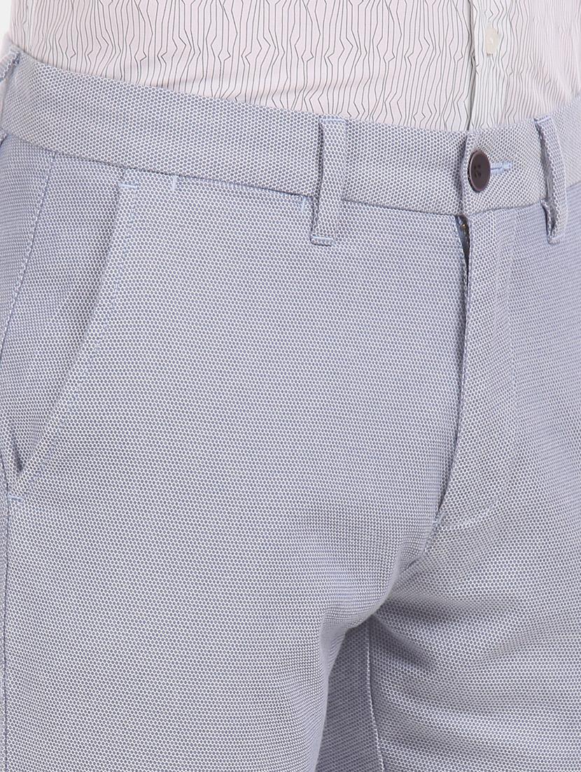light blue textured flat front casual trouser - 17771903 - Zoom Image - 6
