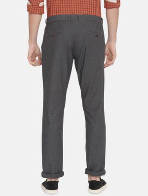 grey solid flat front casual trouser - 17771926 - Standard Image - 4