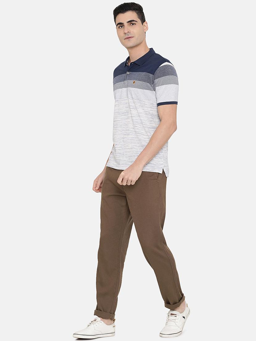 brown solid flat front casual trouser - 17771927 - Zoom Image - 5