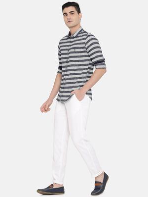 white solid flat front casual trouser - 17771928 - Standard Image - 5
