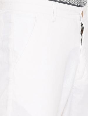 white solid flat front casual trouser - 17771928 - Standard Image - 6