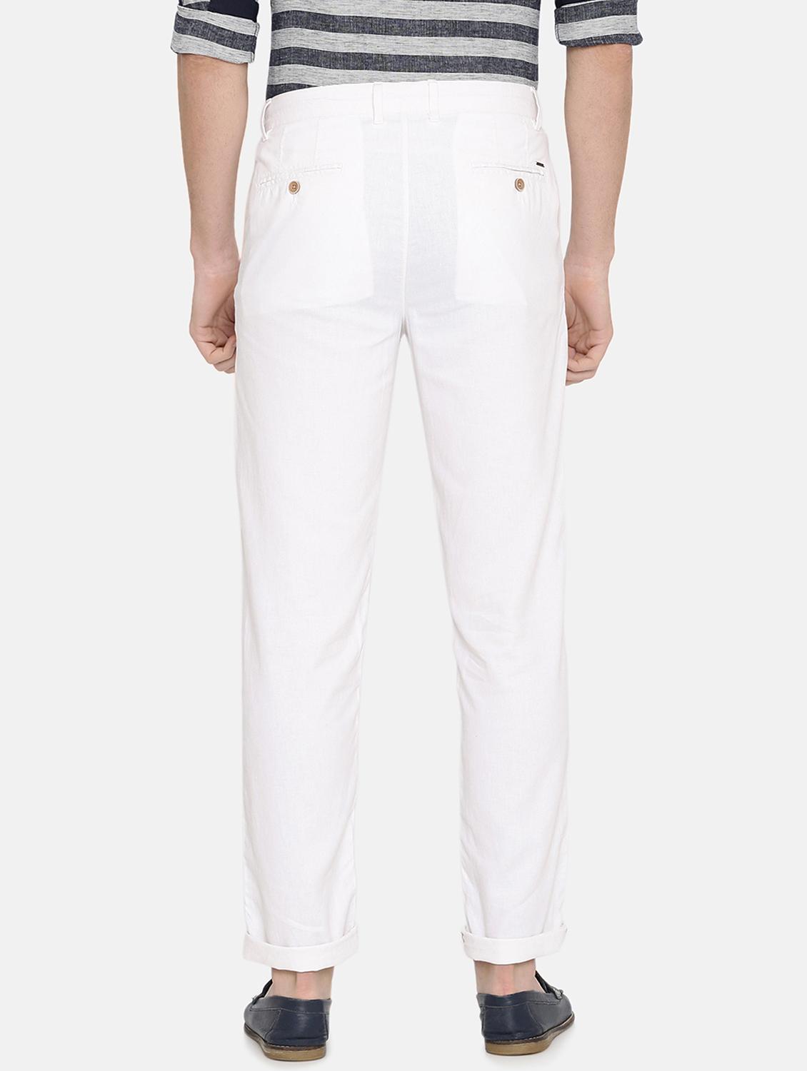 white solid flat front casual trouser - 17771928 - Zoom Image - 4