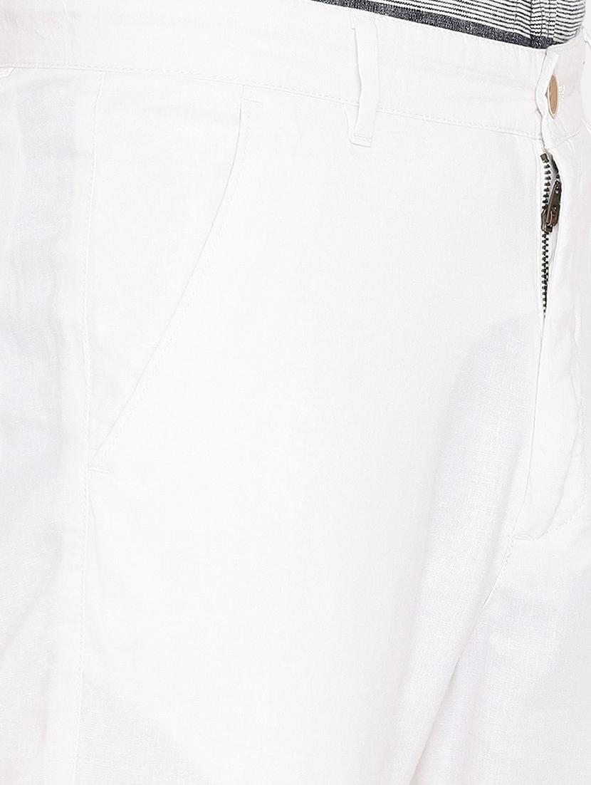 white solid flat front casual trouser - 17771928 - Zoom Image - 6