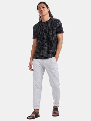 white striped flat front casual trouser - 17771938 - Standard Image - 5