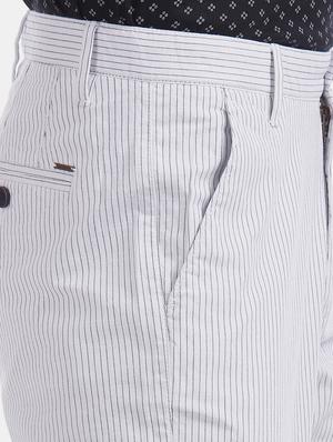 white striped flat front casual trouser - 17771938 - Standard Image - 6