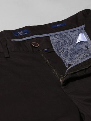 brown solid flat front casual trouser - 17771946 - Standard Image - 5